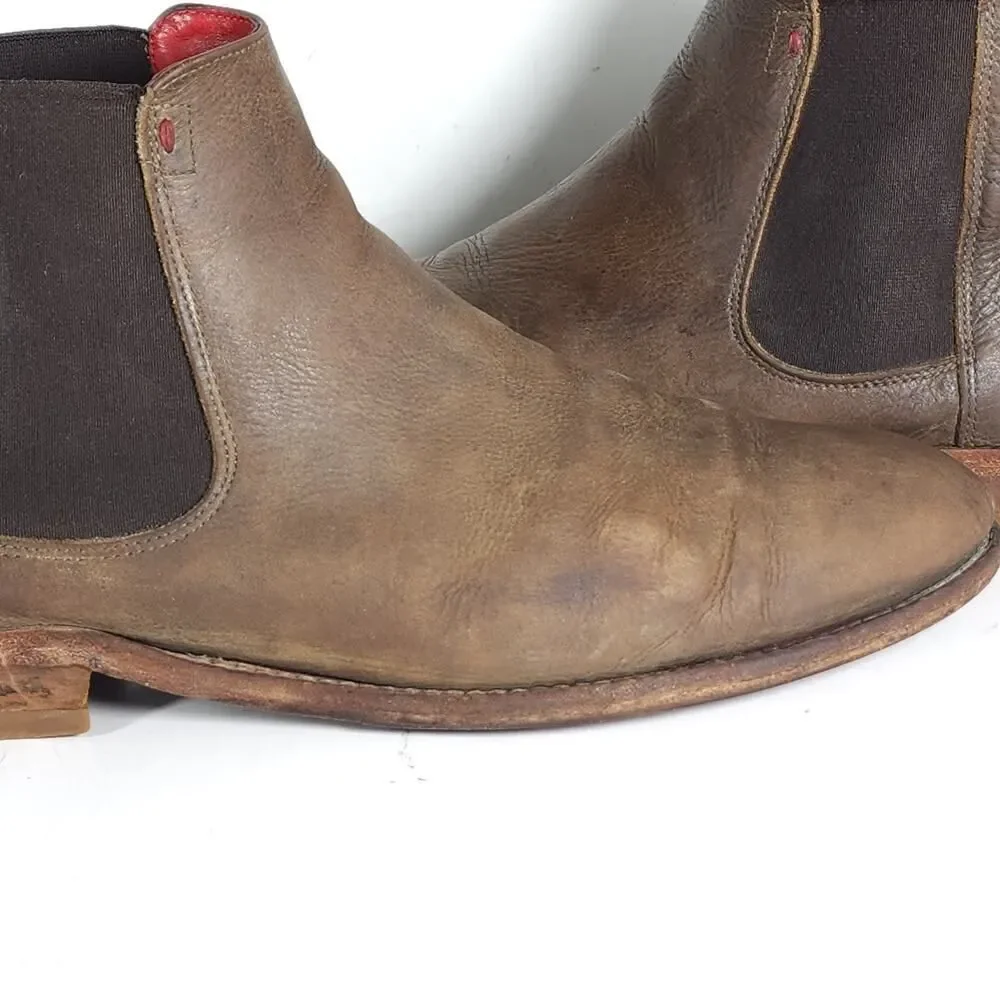 Freebird by Steven Men's Brown Leather Chelsea Boots with Red Lining